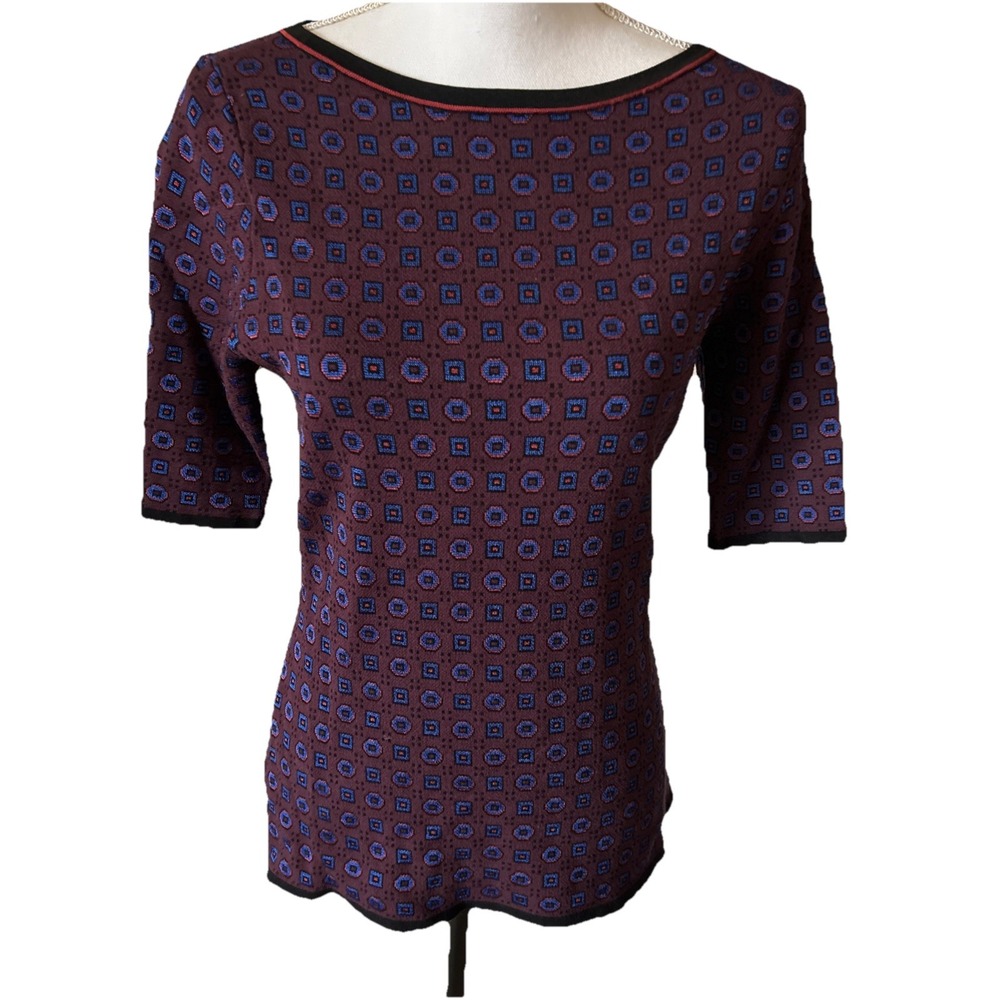 Vintage Y2K Women's Geometric‎ Half Sleeve Luxury Knit Sweater Ann Taylor Small